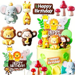 TEMU 할로윈, 크리스마스 이벤트 & 파티 용품을 위한 정글 동물 케이크 장식