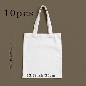 TEMU [2D 플랫] 10개/팩, 6개/팩, 빈 캔버스 가방, 두꺼운 튼튼한 토트백, 예술 교육 그림, 광고, 흰색 잉크 열전달, 디지털 프린팅에 적합합니다.|에코백