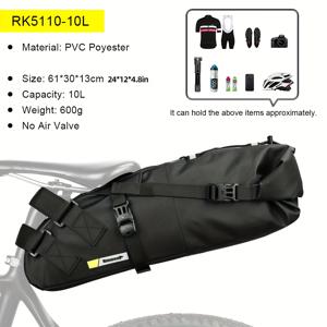 TEMU Rhinowalk 10L-13L 대용량 반사 접이식 자전거 사다기 가방 - 조절 가능한 스트랩, 다중 컴파트먼트, 내구성 있는 검은색 보관 포켓, 산악 및 도로 자전거, 사이클링 액세서리, 자전거 보관, 안전한 지퍼 잠금