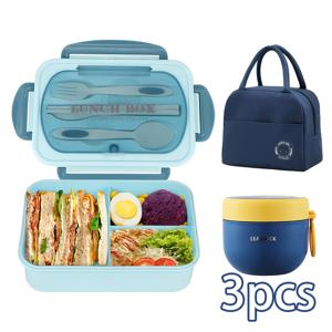 TEMU 3개 세트 보온 도시락 가방 포함, 40.58oz 용량 휴대용 밀폐 통조림통, 전자레인지 및 식기세척기 사용 가능, 직장 및 피크닉용, 학교 출근에 이상적인 어른용 도시락