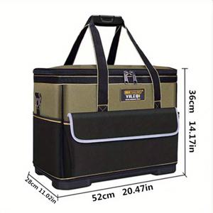 TEMU 원피스 그린 & 블랙 사각 포켓 캔버스 옥스포드 원단 다기능 전기공 수리 도구 가방, 내구성 강한 대용량 공구 케이스