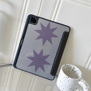 TEMU iPad Air 6, Air 5, Air 4 및 iPad 10(10.9인치)용 인조 가죽 스마트 케이스 - 스타일리시한 보라색 별 디자인, 내구성 있는 보호, 회의, 여행 및 휴식에 완벽, 귀여운 아이패드 케이스