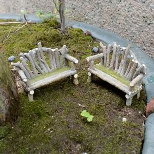 TEMU 2pcs 빈티지 미니어처 나무 라운지 스푼 벤치 테이블 의자 DIY 랜드스케이프 수кул렌트 식물 장식 농촌 소형 장식