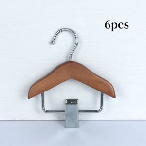 TEMU 파리다비오 스테인리스 클립이 달린 미니 목재 옷걸이 6개 세트 - 내구성 있고 귀여운 소형 의류 및 액세서리 정리에 완벽한 옷걸이, 재미있는 디자인과 고품질 공예