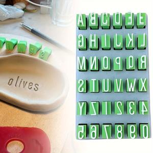 TEMU DIY 도자기 문자 스탬프 키트, 세라믹 인쇄 모듈 세트 (대문자, 소문자 + 숫자 및 기호) 손수 만든 도자기 작품, 예술 교육 / 도자기 조각 인쇄 도구.