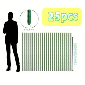 TEMU 25개입 튼튼한 스틸 & 플라스틱 코팅 온실 식물 지지대 - 무지지 설계, 토마토, 오이, 콩, 나무 및 야외 덩굴 식물에 적합 - 안전한 식물 성장을 위한 내구성 있는 정원 지지대, 식물 지지대, 지지대 식물, 정원 말뚝