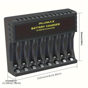 TEMU PUJIMAX 8구 1.2V 니켈수소/니켈-카드뮴 AA/AAA 배터리 스마트 충전기 - 정밀 전압 매칭, 과충전 보호, 연장된 배터리 수명, 저소음 야간 충전, USB 전원, 효율적인 충전, 안정적인 충전