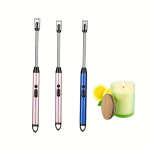 TEMU 3개 세트 USB 라이터 - 방풍 전자 점화, 원터치 버튼, 안전한 무연 디자인 캠핑/주방용, 실내외 휴대용 불꽃 없는 조명 (핑크/블루) - 야외 활동 애호가 및 명절 선물 추천, 스타일리시 액세서리, 고품질 제작, 다기능 라이터, 홈쿡 필수품
