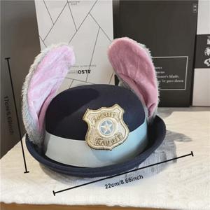 TEMU 디즈니 Zootopia Judy Hopps 경찰관 모자 테마 공원 코스프레용, 사진 기회를 위한 독특한 작은 모자 액세서리|코스프레