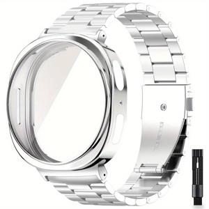 TEMU 4가지 색상 선택 가능, 스테인리스 스틸 시계 밴드 + TPU 전체 커버 소프트 케이스 삼성 8(40mm/44mm), 조절 도구 포함 2-in-1 보호 커버, 스마트워치 액세서리, 세련된 워치 밴드, 내구성 있는 워치 밴드, 워치 액세서리, 기술 애호가용, 워치 베젤링