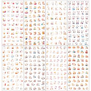 TEMU 1세트/8개, 귀여운 카와이 동물 PET 소재 장식 스티커, 고양이 토끼 판다 시찬 요소 디자인 스크랩북 세트 미니 스티커, 스크랩북 앨범 모바일 폰 케이스 물컵 태블릿 꾸미기