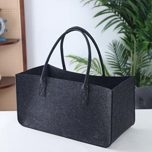 TEMU 대용량 펠트 쇼핑 토트백 - 튼튼한 바닥이 있는 헤비듀티 접이식 장바구니, 견고한 직사각형 핸드헬드 카톤 스타일 디자인, 캠핑, 여행, 슈퍼마켓, 보관용 블랙 펠트 텍스처 - 장보기, 책, 전자제품 수납에 넉넉한 공간 - 일상 사용 및 대량 쇼핑에 이상적, 재사용 가능한 쇼핑백,쇼핑백