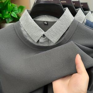 TEMU 남성용 모크 투피스 셔츠 - 클래식 칼라 & 버튼 프론트, 긴 소매 단색 (회색/진한 파랑/네이비) - 사계절용 비즈니스 캐주얼 & 스마트 캐주얼 웨어, 벨트 불필요