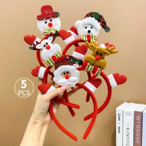 TEMU 5개 레몬 러브 크리스마스 헤어밴드 - 귀여운 산타, 눈사람, 순록, 눈사람 - 빨간색 & 녹색 파티 액세서리 소녀용, 청소년용 - 가벼운 일상 및 크리스마스 장식 - 사계절 축제 머리띠, 계절 축하, 재미있는 디자인, 편안한 착용감, 테마 헤어피스, 청소년 패션, 소녀용 헤어타이, 소녀용 헤어핀, 크리스마 바블