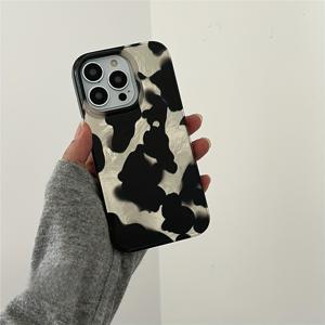 TEMU 아이폰 17/16/11/13/ Plus/15 Pro/15 Pro Max/12/14 Pro Max/Xs/Xr/11 Pro Max/12 Pro/12 Pro Max/13 Pro/13 Pro Max/14 Pro/14 Plus/7/8 Plus 호환 고급 가을/겨울 그라데이션 블랙 앤 화이트 플리츠 폰 케이스 - Js 포일 케이스 (광택)