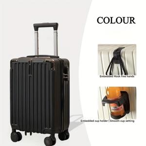 TEMU 18인치 경량 하드쉘 스피너 스위트케이스, TSA 잠금, 접이식 핸들 및 컵 홀더 - 내구성이 뛰어난 ABS, 로즈 골든, 화이트, 블랙 등 다양한 색상으로 제공 - 여행 및 공항 사용에 이상적, 여행용 스위트케이스 | 디자인 | 텔레스코픽 핸들, 여행용 가방