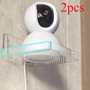 TEMU 2개 세트 무드릴 벽걸이 보안 카메라 홀더, 비파괴 실내 감시 카메라 홀더, 네스트, 링, 아로용 투명 플라스틱 클립 - 스타일리시한 화이트 홈 감시 액세서리