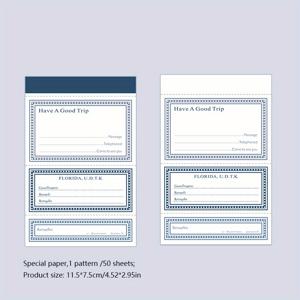 TEMU 50 개/갑 특수 용지 테두리 메모 패드, 테두리 작은 날 시리즈, 복고풍 간단한 모양의 메시지 손 계정 용지