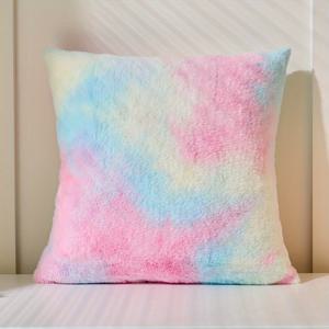 TEMU 1개 대형 타이다이 인조 토끼 털 쿠션 커버 45x45cm (17.7인치) - 초소프트 포근한 현대식 침대 커버/베개 커버 지퍼 포함, 소파, 침대용 - 타이다이 패턴의 세탁 가능한 토끼 털 장식