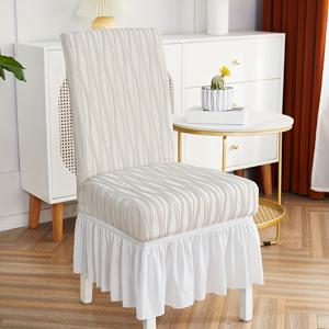 TEMU 1pc 현대 스트레치 의자 커버, 스커트 포함, 전면 비끄럼 방지 시트 패드 및 백러스트, 애완 동물 친화적, 기계 세탁 가능, 폴리에스터 95% 스판덱스 5%, 액티브 프린팅, 헴 공예, 200-250 gsm 직물 무게