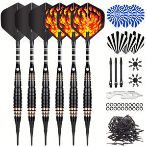 TEMU 6개 세트 Cyeelife 소프트 다트 세트 - 레드/블랙, 구리/알루미늄 합금의 불꽃 디자인, 튼튼한 보관 케이스 포함 - 모든 실력 수준에 적합, Cyeelife
