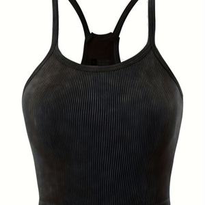 TEMU 여성용 하이스트레치 슬림핏 매트 리브드 캐미솔 레이서백 크롭탑 - 핑크/블러쉬 텀미 컨트롤 반팔 셔츠, 피쉬테일 헴 & 수직 넥라인 (패딩 없음) 체육관, 해변, 캐주얼 웨어용 - 사계절 베이직 블러쉬