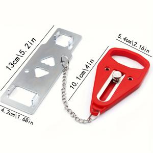 TEMU 휴대용 도어락 래치 - 드릴 필요 없는 수동 보안 점프기, 2개의 탈착 가능한 구멍 포함, 호텔 방 및 가정/사무실용 내구성 플라스틱 여행 안전 잠금장치 - 간편 설치, 공구 불필요, 컴팩트 디자인, 견고한 구조, 배터리 없음