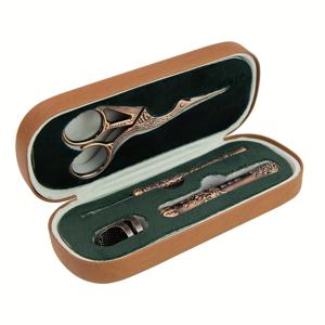 TEMU 자수 바늘과 가위 재봉 도구 보관함 세트, 휴대용 자수 바늘 보관 상자, 안경 보관함 포함