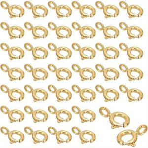 TEMU 40개 14K 금도금 황동 스프링 클립 - 1.6mm 오픈 라운드 목걸이 팔찌 제작용, 내구성 있는 안전한 잠금장치, 변색 방지 마감, 주얼리 디자인 공예 용품, 우아한 마감, 수제 아티스트를 위한 보석 만들기 클립