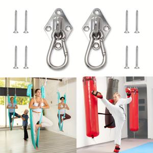 TEMU 2-Pack Heavy-Duty Stainless Steel 304 벽걸이/천장 매달이 고리 - 사각형 헤드 스타일, 금속 사용, 해먹, 헬스장, 가정 장식을 위한 아이 플레이트로 안전한 설치