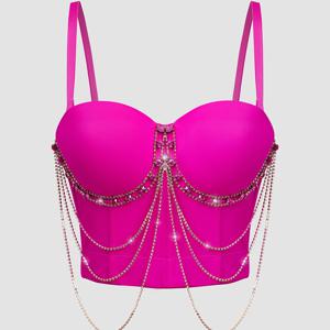 TEMU 여성용 우아한 휴가 준비용 고기뼈 캐미 탑 - 조절 가능한 얇은 스트랩, 백리스 디자인, 베이지 목걸이와 체인 디테일 및 내장 브라, 캐주얼한 외출 및 해변 일상에 적합, 해변 커버업, 백리스 캐미, 시크한 해변 의류