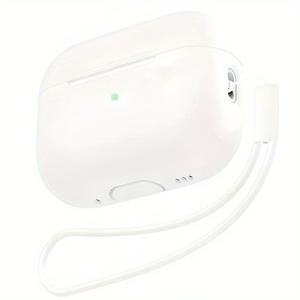 TEMU Airpods Pro 2 케이스와 호환 가능, 부드러운 실리콘 스킨 커버 보호 케이스 끈 AirPod Pro 2세대와 호환 가능, 전면 LED 가시-검은색