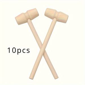 TEMU 10개 천연 나무 망치 세트 - 초콜릿, 게, 랍스터 깨기, DIY 공예 및 파티 게임용 미니 다용도 망치