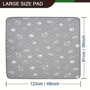 TEMU 초대형 그레이 프린트 세척 가능한 및 매우 흡수성이 있는 개 소변 패드, 100% 누수 방지 및 재사용 가능, 개가 일상적으로 사용할 수 있는, 미끄럼 방지 및 누수 방지 개 소변 패드, 36인치 x 48인치 크기|배변패드
