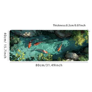 TEMU XXL 잉어 물고기 책상 매트 - 미끄럼 방지, 스티치 엣지 게임용 마우스 매트, 아름다운 자연 풍경 | 내구성 있고 매끄러운 표면으로 홈 오피스 편안함 | 완벽한 선물 아이디어