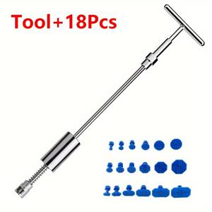 TEMU 18 스페이서 포함 T자형 덴트 수리 도구 16인치 긴 스타일 자동차 덴트 리무버 2 in 1 조절 가능한 페인트 없는 덴트 풀러