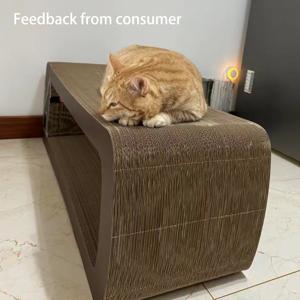 TEMU 그린 럭키 골판지 고양이 긁기 보드, 초고급 초경량 및 초강력, 50파운드 이하의 고양이용, 여러 고양이용 적합, 상점 관리자 추천, 1마리 고양이가 3년 동안 사용할 수 있는 벨 없는 인터랙티브 990mm 길이 350mm 폭, 길이 늘리고 너비 넓히고 두께를 두껍게 하고 강화한 커피색 직사각형 고양이