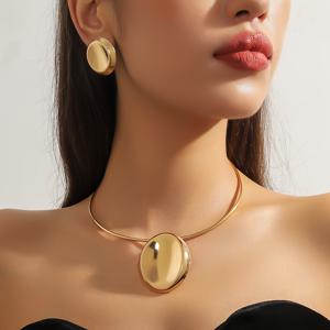 TEMU 3피스 프렌치 빈티지 패션 오벌 목걸이와 귀걸이 세트, 우아하고 독특한 라운드 귀걸이, 여성을 위한 세련되고 다재다능한 주얼리, 데일리웨어와 파티에 완벽, 여자친구나 베프에게 이상적인 선물