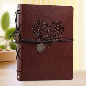 TEMU 1개 빈티지 PU 가죽 사랑의 하트 DIY 앨범 가죽 앨범 스크랩북 빈티지 결혼식 손님장, 30페이지 검은 페이지 추억의 책 할로윈 크리스마스 기념일 선물 어머니의 날 생일 선물이 완벽한 인생 기록 책