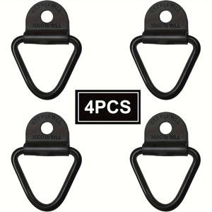 TEMU 트레일러, 트럭 및 창고용 4개입 헤비듀티 블랙 스틸 V-링 카고 타이 앵커 - 3000lbs 용량, 부식 방지, 안전한 하중 고정용 카라비너 클라스프가 있는 D형 디자인, 차량 부품 | 내장 팬 앵커 | 기능적인 디자인