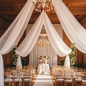 TEMU 1pc, 395인치, 화이트 웨딩 캐노피 드레이프, 얇은 원단, 얇은 캐러멜 스노우 텍스타일, 웨딩 , 커튼, 스윙, 배경 장식, 생일 파티 장식, 무대, 스윙, 텐트, 웨딩 테이블 및 의자 장식, 폴리에스터, 깃털 없음, 추수감사절, 하누카, 할로윈, 크리스마스 휴일 장식