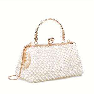 TEMU 지갑 및 핸드백 고급 클러치 지갑 수제 진주 장식 파티 웨딩 이브닝 백 연회 백