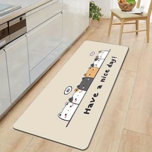 TEMU 1개 두꺼운 1.1cm 주방 바닥 매트, 고양이 패턴 프린트 한 줄의 두껍고 내마모성이 좋은 바닥 매트, 부엌 거실 현관 발코니 및 홈 데코레이션에 적합