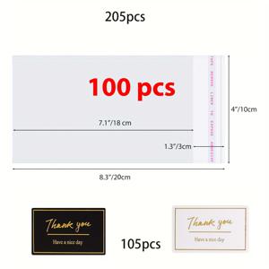 TEMU 100개 Knafeh 피스태치 초콜릿 바 랩퍼, .3인치, 자체 접착, 작은 플라스틱 왁스 용해 스냅 바 가방, 100개 감사 스티커, 폴리프로필렌 (PP) 재질로 제작, 205개/세트 액세서리 포함