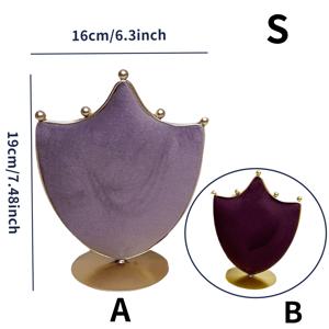 TEMU AB-페이스 양면 보라색 주얼리 디스플레이 스탠드 - 목걸이, 귀걸이, 브로치용 3단 메탈 정리대 - 홈, 부티크 또는 소매용 데스크탑 수납 랙, 우아한 디자인의 금박 마감 주얼리 타워