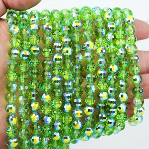 TEMU 66개 8mm 과일 그린 유리 비즈, 96면 - DIY 주얼리 만들기용 루스 라운드 비즈, 팔찌, 목걸이, 수공예 액세서리, 반사 효과의 스팽글 마감