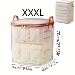 TEMU 1개 하트 리프 대용량 투명 보관 가방 지퍼 클로저 - 옷, 침구 및 이사 필수품을 위한 내구성 있는 플라스틱 정리함, 다목적 홈 오거나이저 백, 옷 정리 보관함, 공간 절약 가방, 손잡이가 있는 플라스틱 보관 상자, 뚜껑이 있는 플라스틱 보관 상자, 플라스틱 보관 상자 뚜껑, 보관 상자 플라스틱