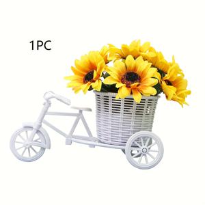 TEMU 플라스틱 자전거 꽃병에 있는 인공 꽃束 - 크리스마스, 추수감사절, 세인트 패트릭의 날, 발렌타인데이, 어머니의 날 장식용으로 다용도로 사용할 수 있는 보존된 꽃 - 전기 사용 없음