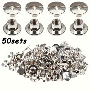 TEMU 스테인리스 스틸 가죽 공예 리벳, 50세트 시카고 바인딩 나사, M5X4mm, 십자형 나사 기둥, DIY 가죽 수리, 벨트, 신발, 지갑 및 공예에 적합합니다.