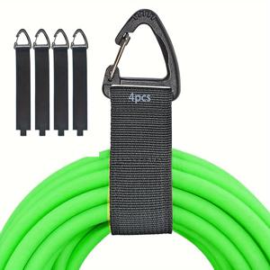 TEMU 4개 패키지 헤비 듀티 케이블 정리 상자 - 다기능 와이어 랩, 후크 및 차고 정리 후크가 있는 100피트 케이블 저장 스트랩, 블랙